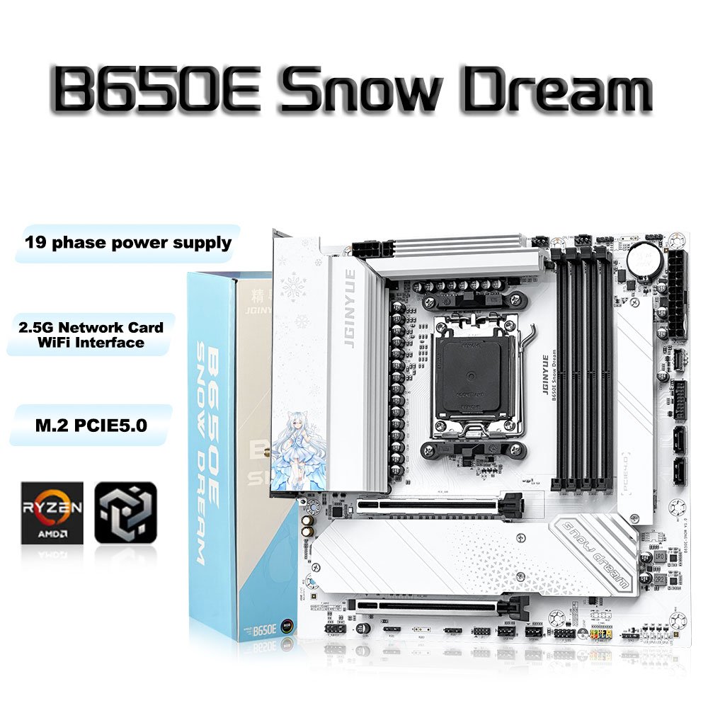 JGINYUE B650E Snow Dream AM5 M - Am5 Micro Atx Pcie 5.0 Motherboard ulasan dan harga